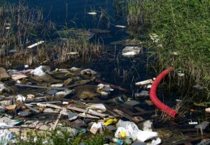 Wasser und Natur mit Müll verseucht